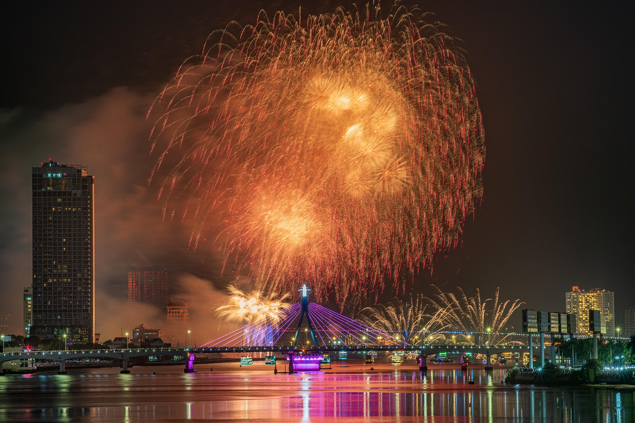 fireworks, display, city, night, pyrotechnics, sparkling, cityscape, han river bridge, danang, vietnam, fireworks, display, display, display, display, city, cityscape, cityscape, cityscape, cityscape, cityscape, danang, vietnam